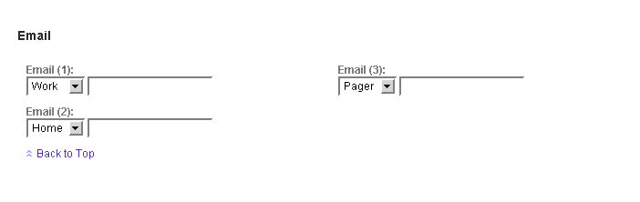 Figure showing the three types of email entries along
with a drop-down list of their priority order.