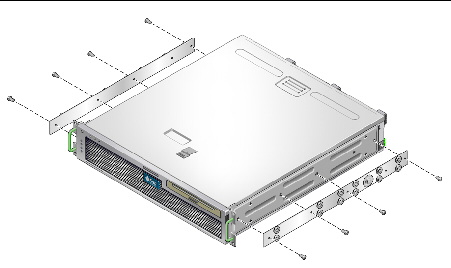 Figure showing where to install glides to the server chassis