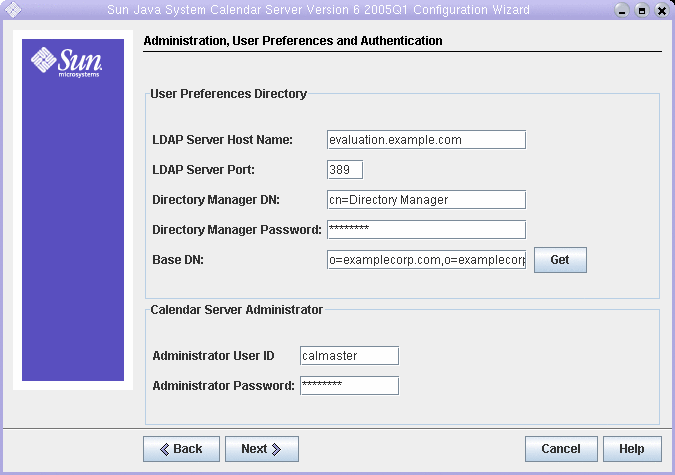 Screen capture; text fields show values specified in step 4.