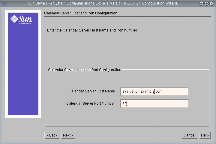 Screen capture; text fields display the values specified in step
11.