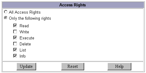 Figure showing the Access Rights page.