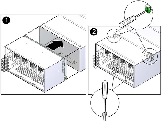 image:Graphic showing how to install the rear chassis subassembly.