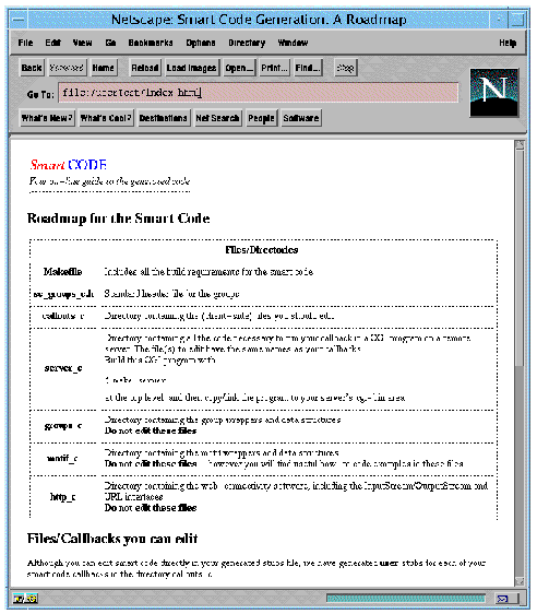 A Netscape window onto the file index.html generated by X-Designer.