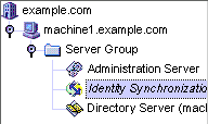 Expand the Server Group node and select Identity Synchronization
for Windows.