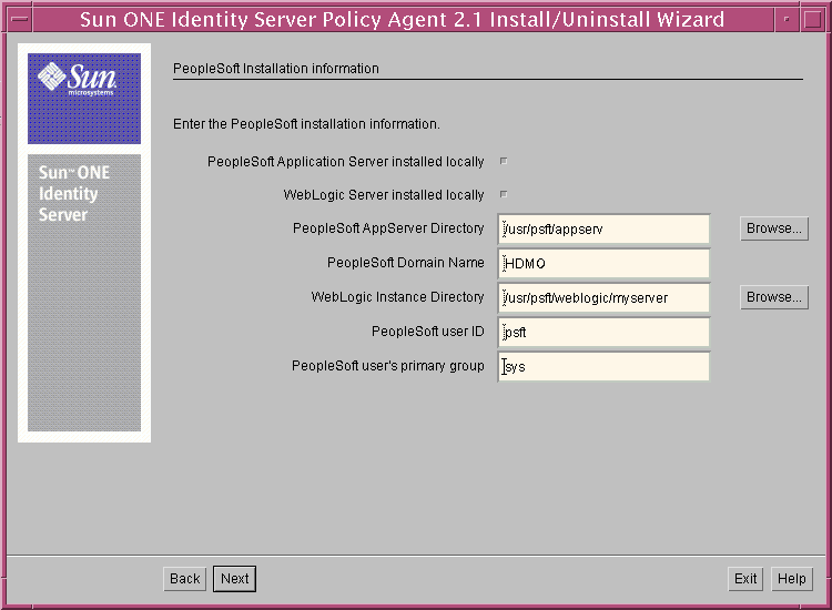 PeopleSoft Installation Information panel