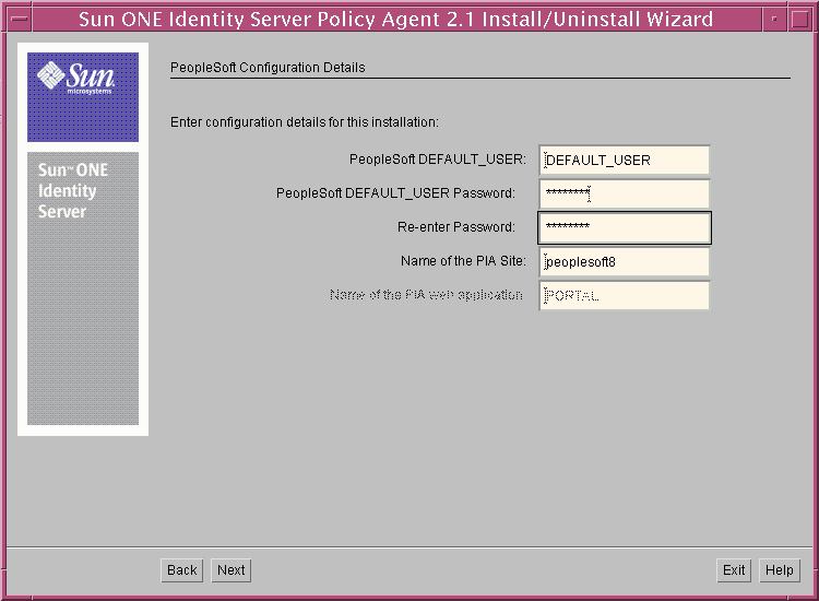 PeopleSoft Configuration Details panel