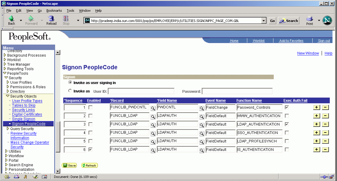 SignOn PeopleCode window in PeopleSoft 8.4/8.8