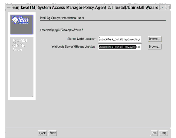 BEA WebLogic 8.1 Server/Portal Information Screen