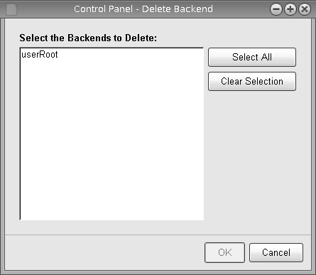 Figure shows the Delete backend window