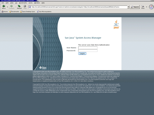 Screen capture of the Authentication Service
User Interface