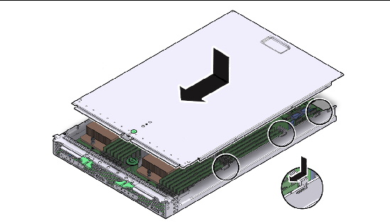 Figure showing how to replace the top cover.