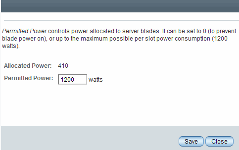 Permitted power property dialog