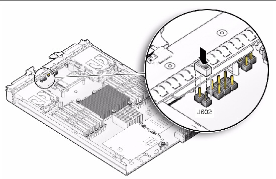 Figure showing the pin locations on the server module motherboard.