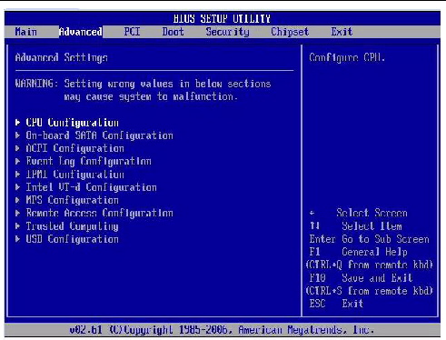 BIOS Setup Utility: AdvancedGraphic showing BIOS Setup Utility: Advanced - Advanced Settings.