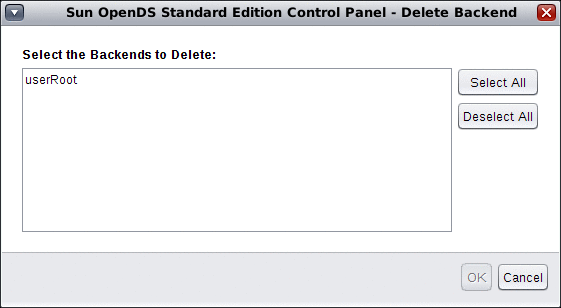 Figure shows the Delete backend window