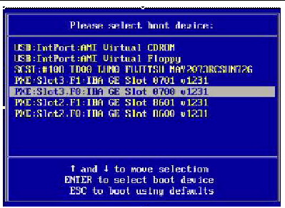 Graphic showing the Boot device menu screen.