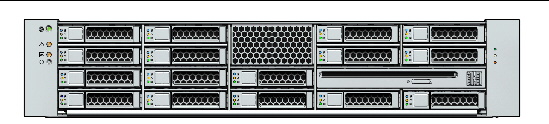Graphic showing front panel of the Sun Fire X4270 Server.