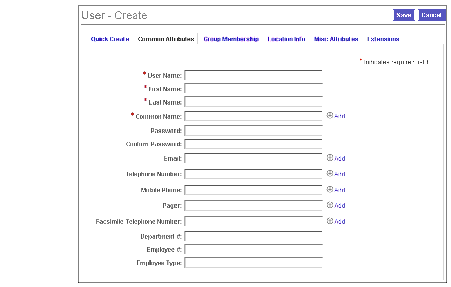 Example Common Attributes page