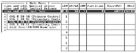 Screen capture shows a filtered LUN indicated by an "M" for "masked" in the LUN column.