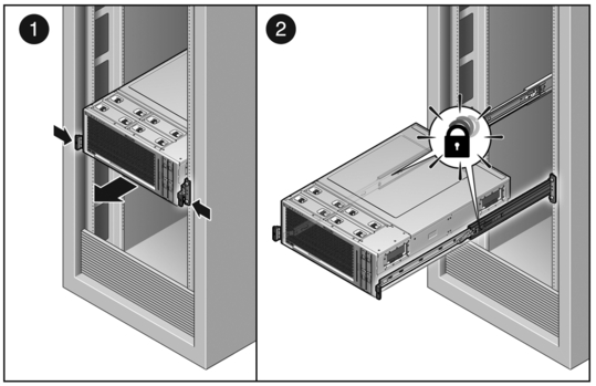 Figure showing the location of slide release latches.