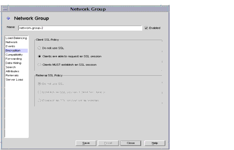 Directory Proxy Server  Configuration Editor Network Groups Encryption window.