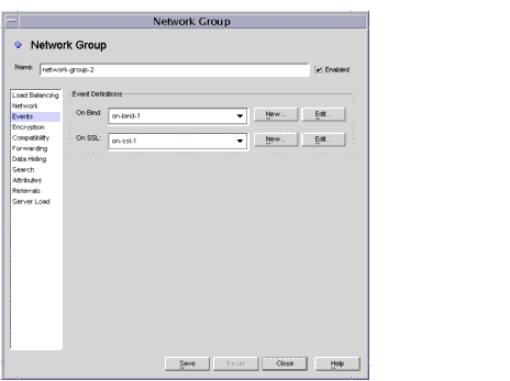 Directory Proxy Server  Configuration Editor Groups Events window.