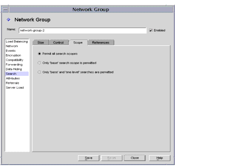 Directory Proxy Server  Configuration Editor Network Groups Search/Scope window.