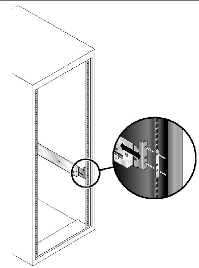 Figure showing the rail extension flange positioned over the vertical rail.