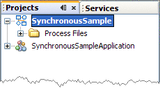 Graphic shows SynchronousSample Project in the NetBeans Projects window.