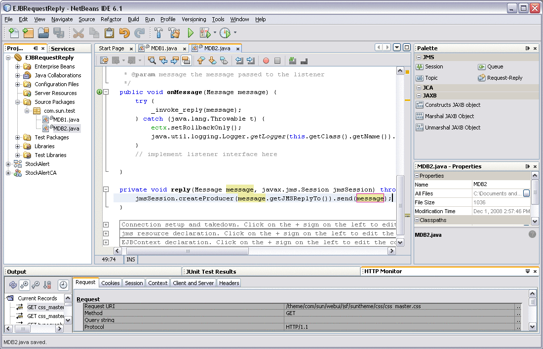Reply Method in the Java Editor