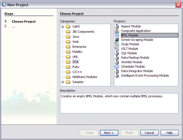 Image displays the New Project dialog box