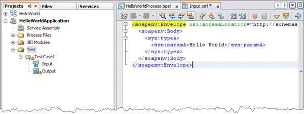 Image shows the Source Editor containing the Input.xml
as described in context