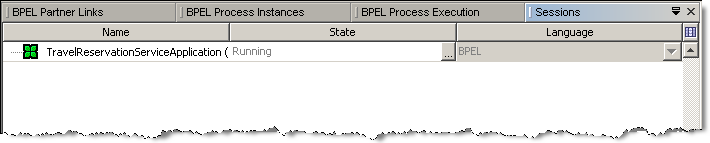 Image shows the BPEL debugger sessions window as described
in context