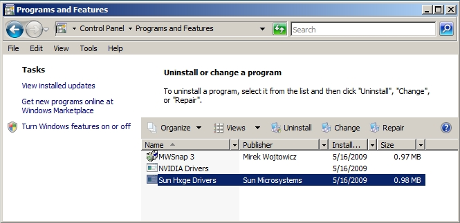 image:Programs and Features dialog