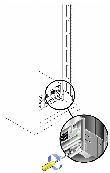 Figure showing the screws used to secure the array to the back of the cabinet.