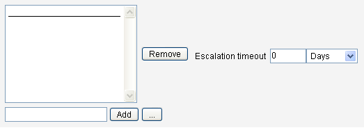 The Remediators Area lets you assign or remove remediators and adjust escalation timeouts.