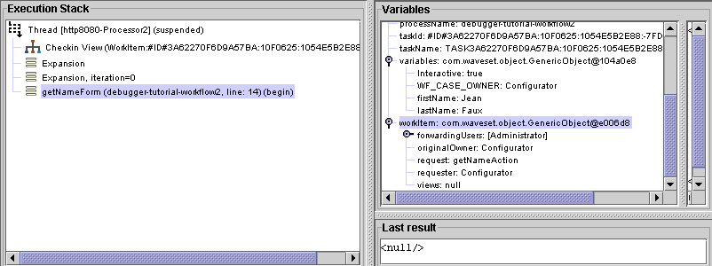 Example 3: Debugger displaying result of expansion processing