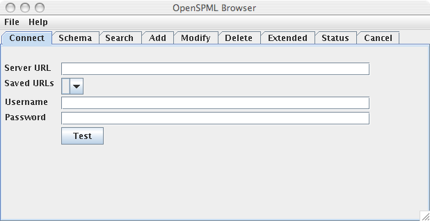 Figure showing the Connect tab on the OpenSPML Browser.