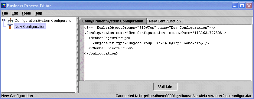 New configuration object display