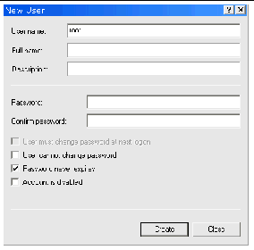 Screenshot shows selecting the New User window.