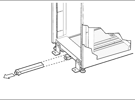 Figure showing how to extend the anti-tilt bar on the Sun Rack 1000.