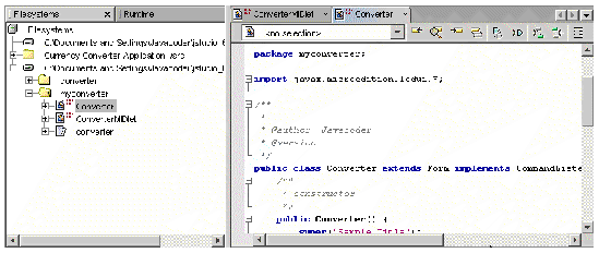 Screenshot of the Converter form node selected in the Explorer window and the code for template displayed in the Source Editor window. 