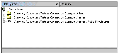 Screenshot showing the Currency Converter Wireless Connection Example application mounted in the Explorer.