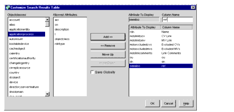 Figure shows the display properties that can be modified from the ’Customize Search Results Table’ dialog box.