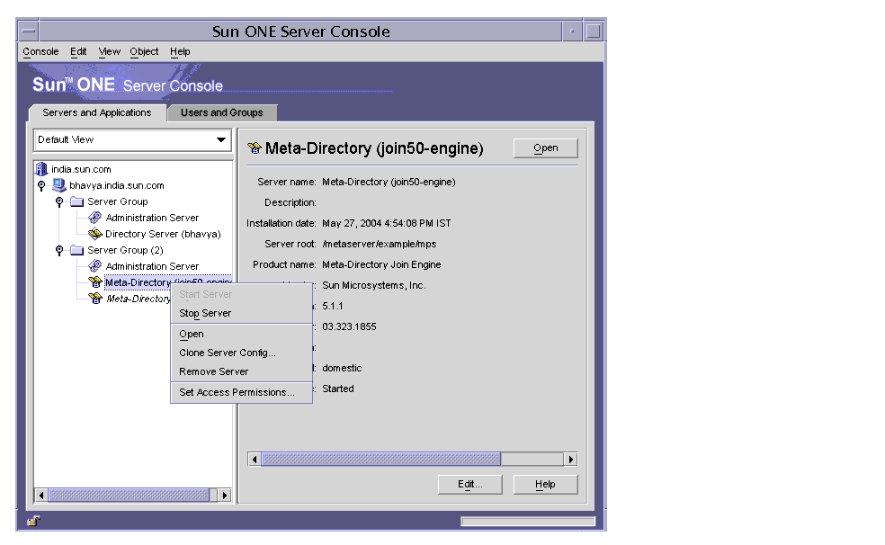 Figure displays the options that are available in the short-cut menu for an instance.