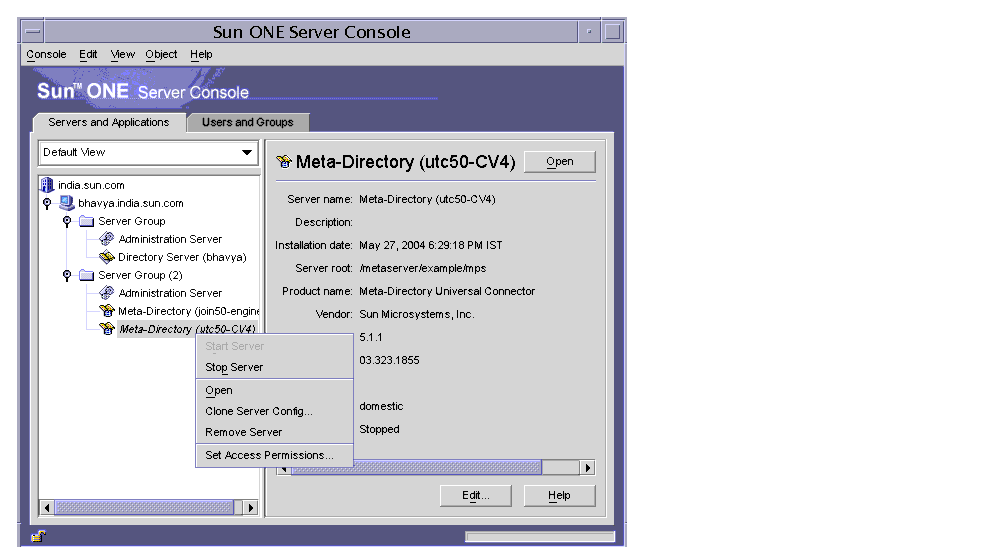 Figure shows the options available in the short-cut menu for the selected instance.