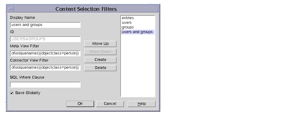 Figure displays the ’Content Selection Filters’ dialog box.
