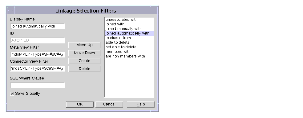 Figure shows the ’Linkage Selection Filters’ dialog box.