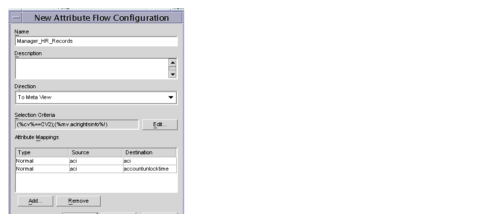 Figure ’New Attribute Flow Configuration’ dialog box.