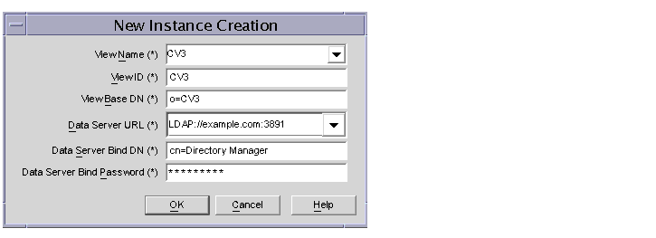 Figure contains the options available in the ’New Instance Creation’ dialog box.
